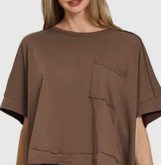 Brown Oversized Crop