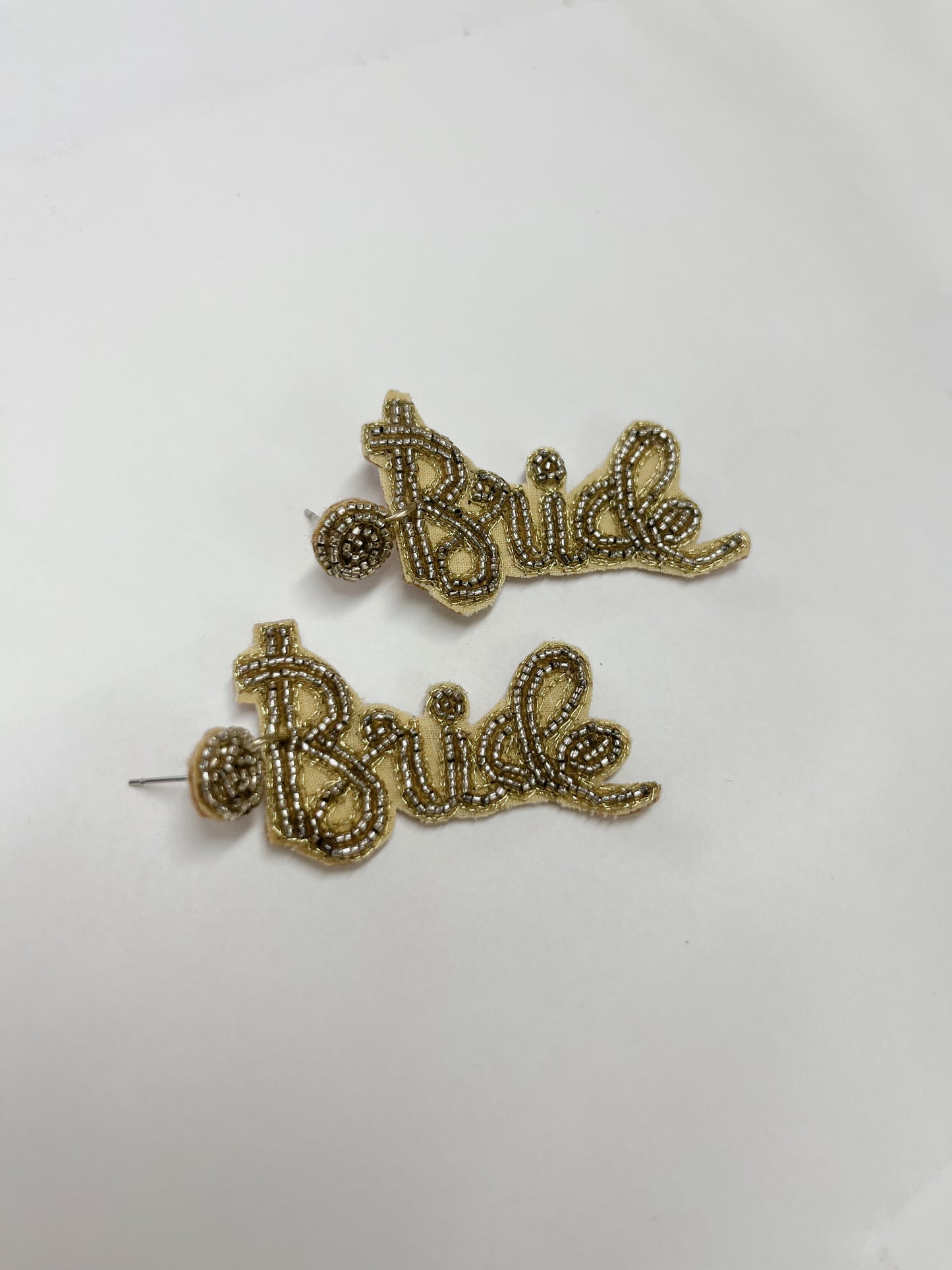 Gold beaded bride earrings