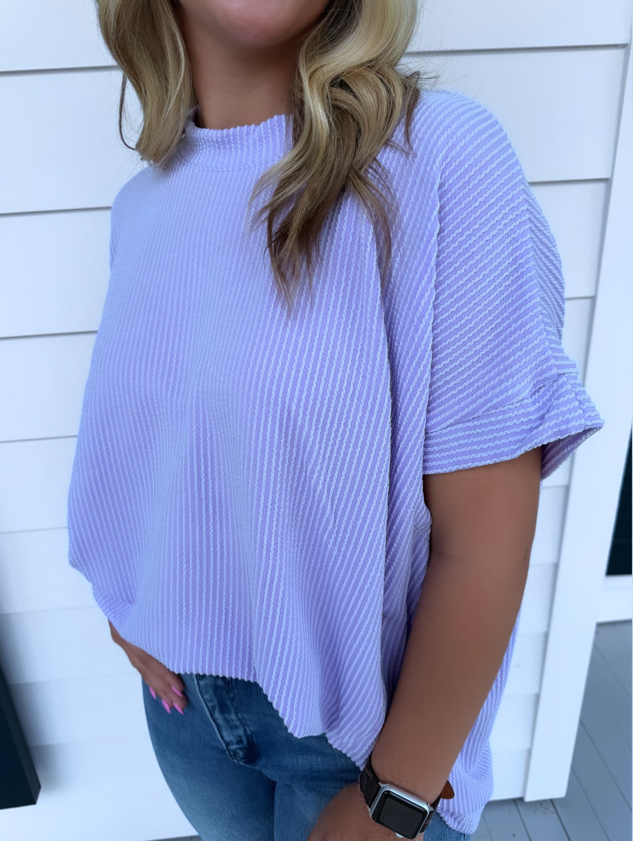 Basic Ribbed Top-Purple