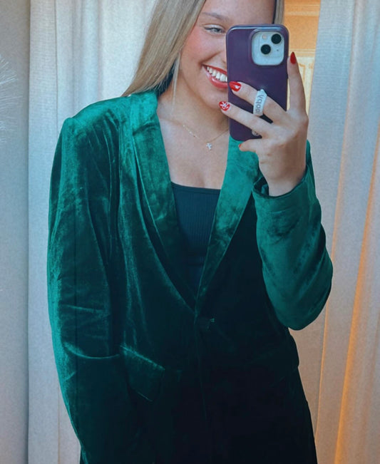 Green Velvet Blazer