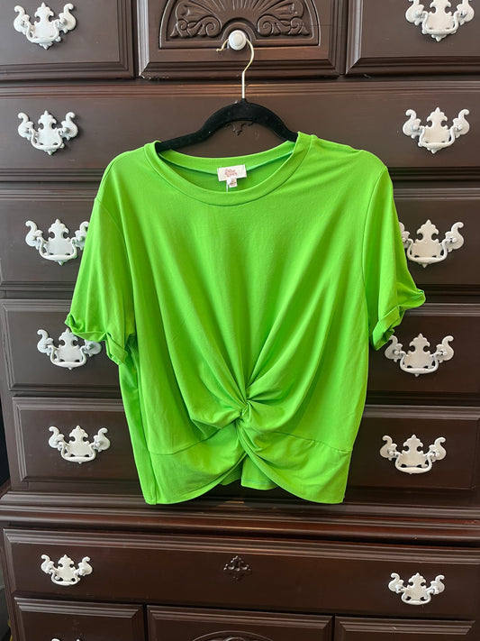 Green Front Knot Top