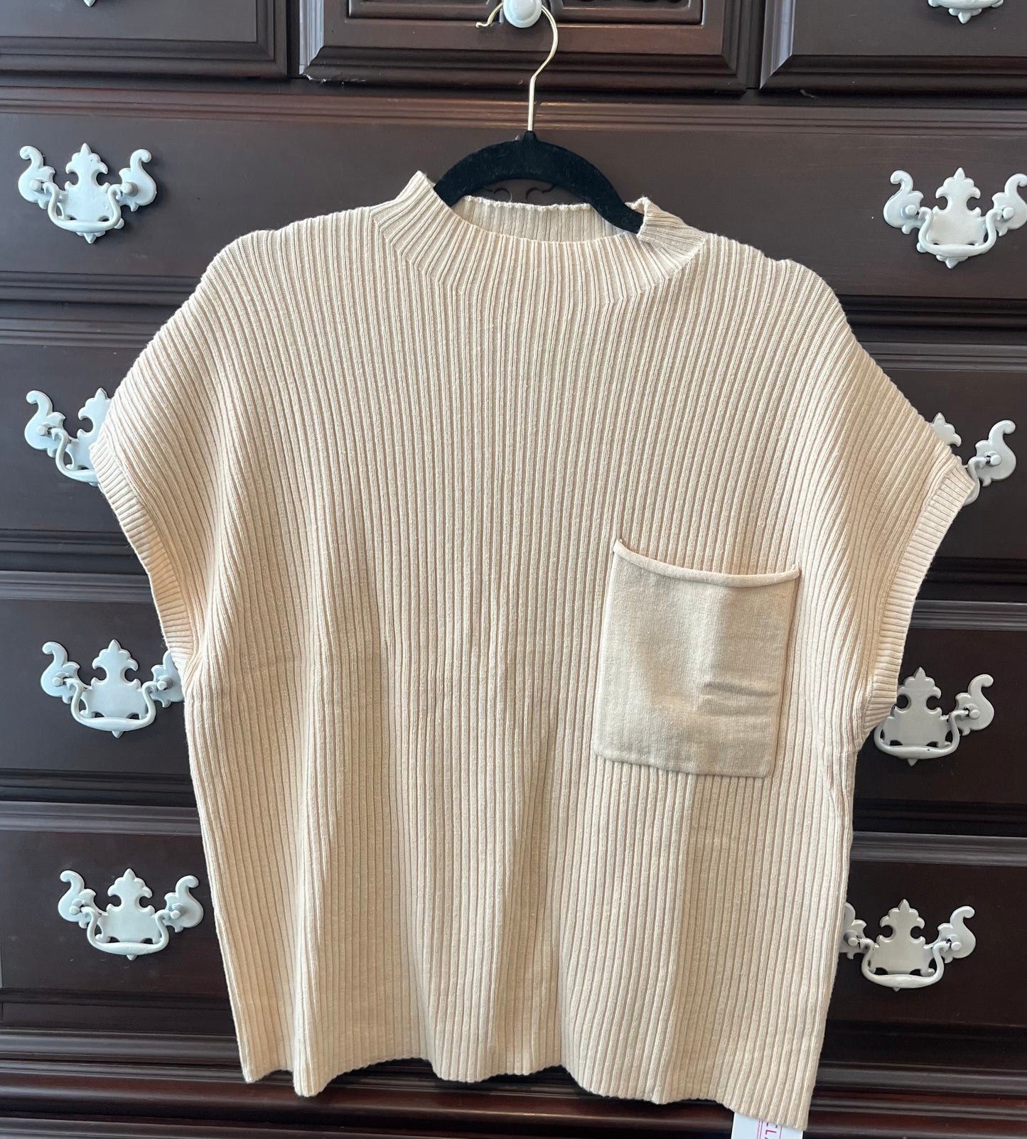 Beige Mock Neck Top