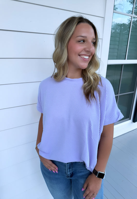 Basic Ribbed Top-Purple