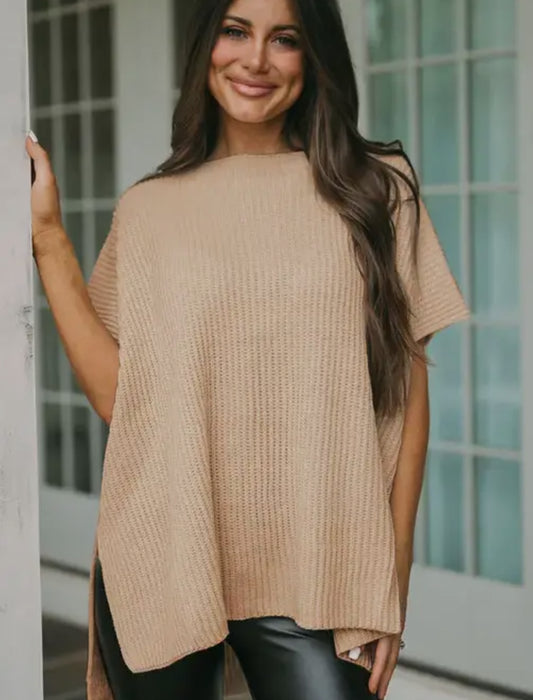 Apricot Mockneck Split Sweater
