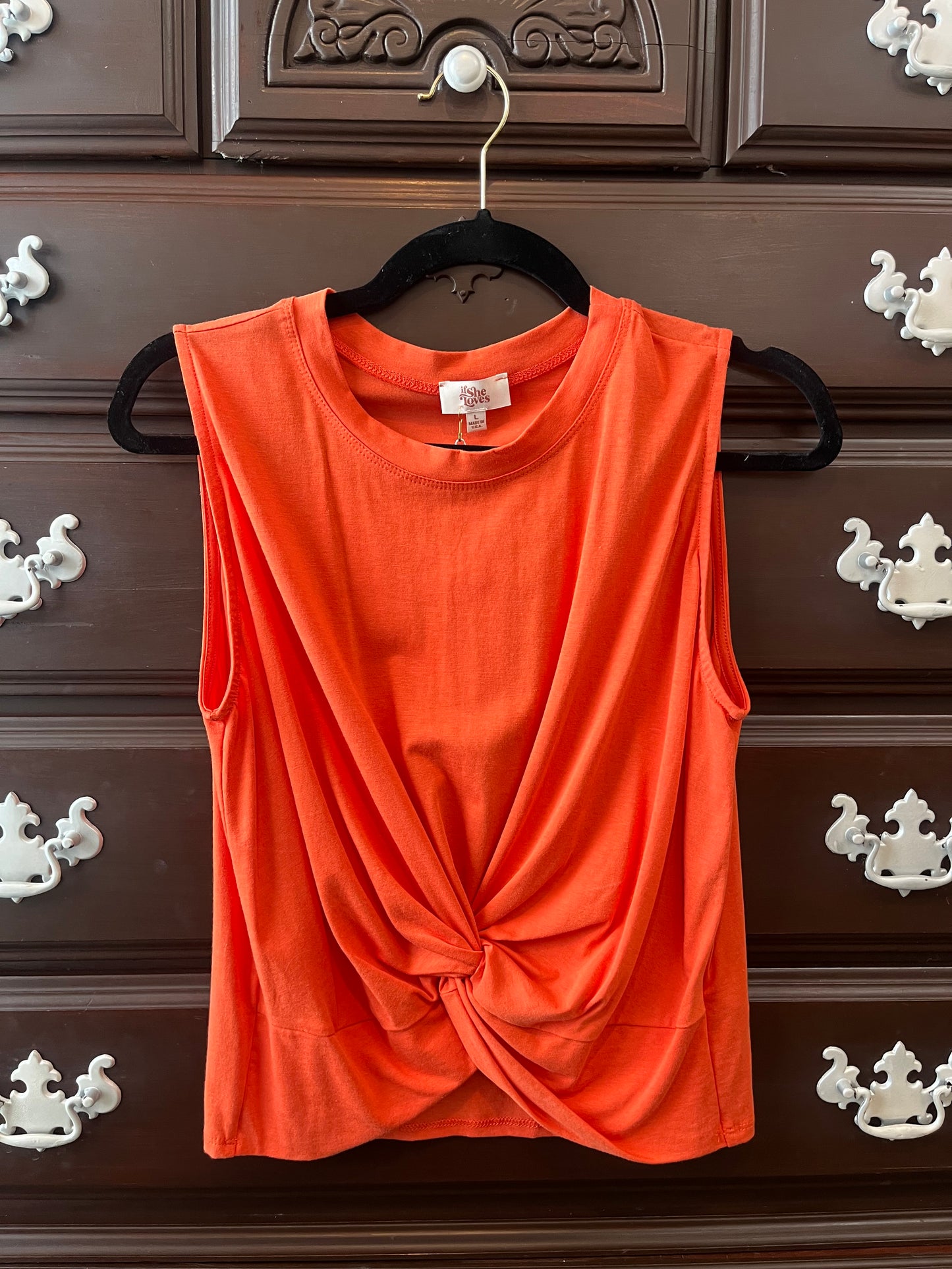 Extra Orange Front Knot Top