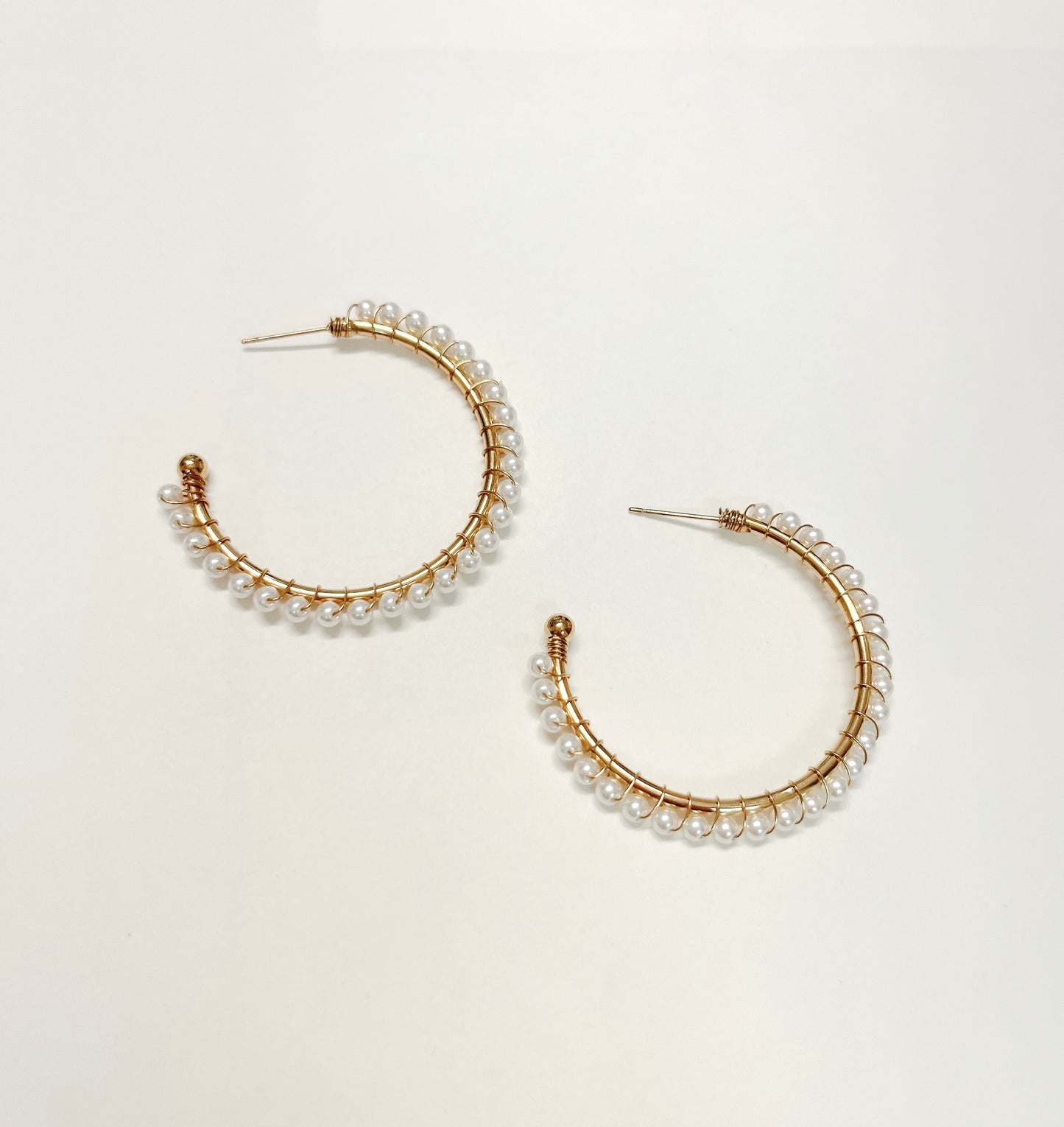 Gold and pearl hoops