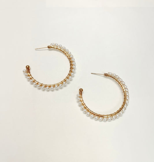 Gold and pearl hoops
