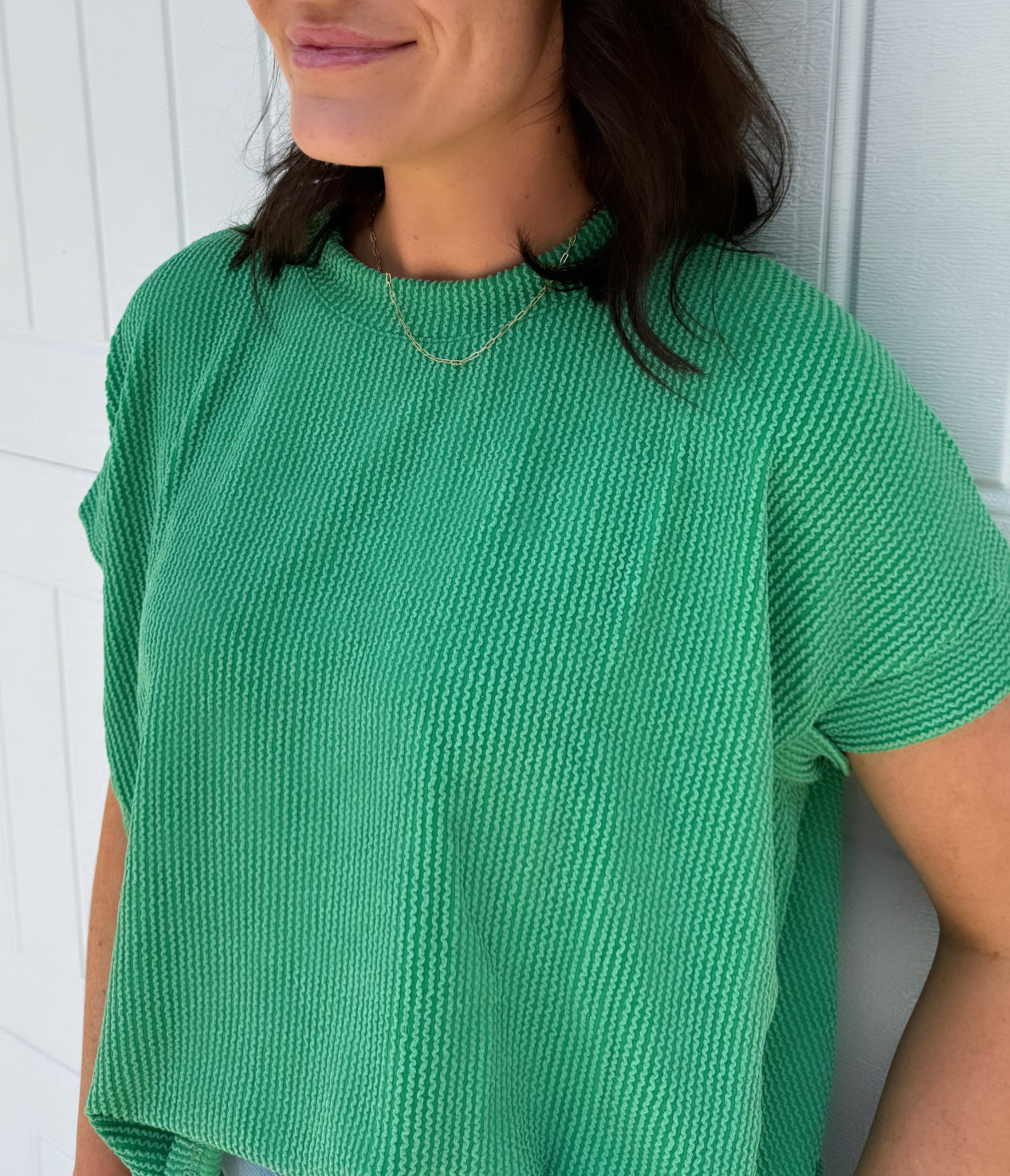 Basic Ribbed Top-Green