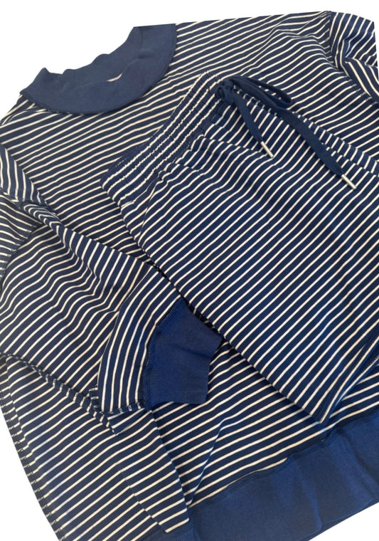 Navy Mock Neck Striped Set