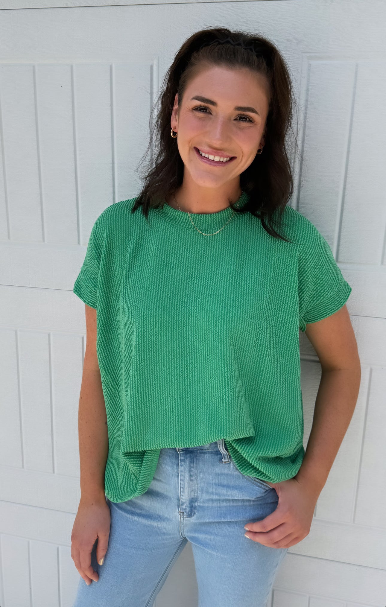 Basic Ribbed Top-Green