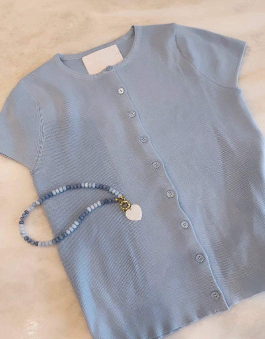 Baby Blue Button Up Top