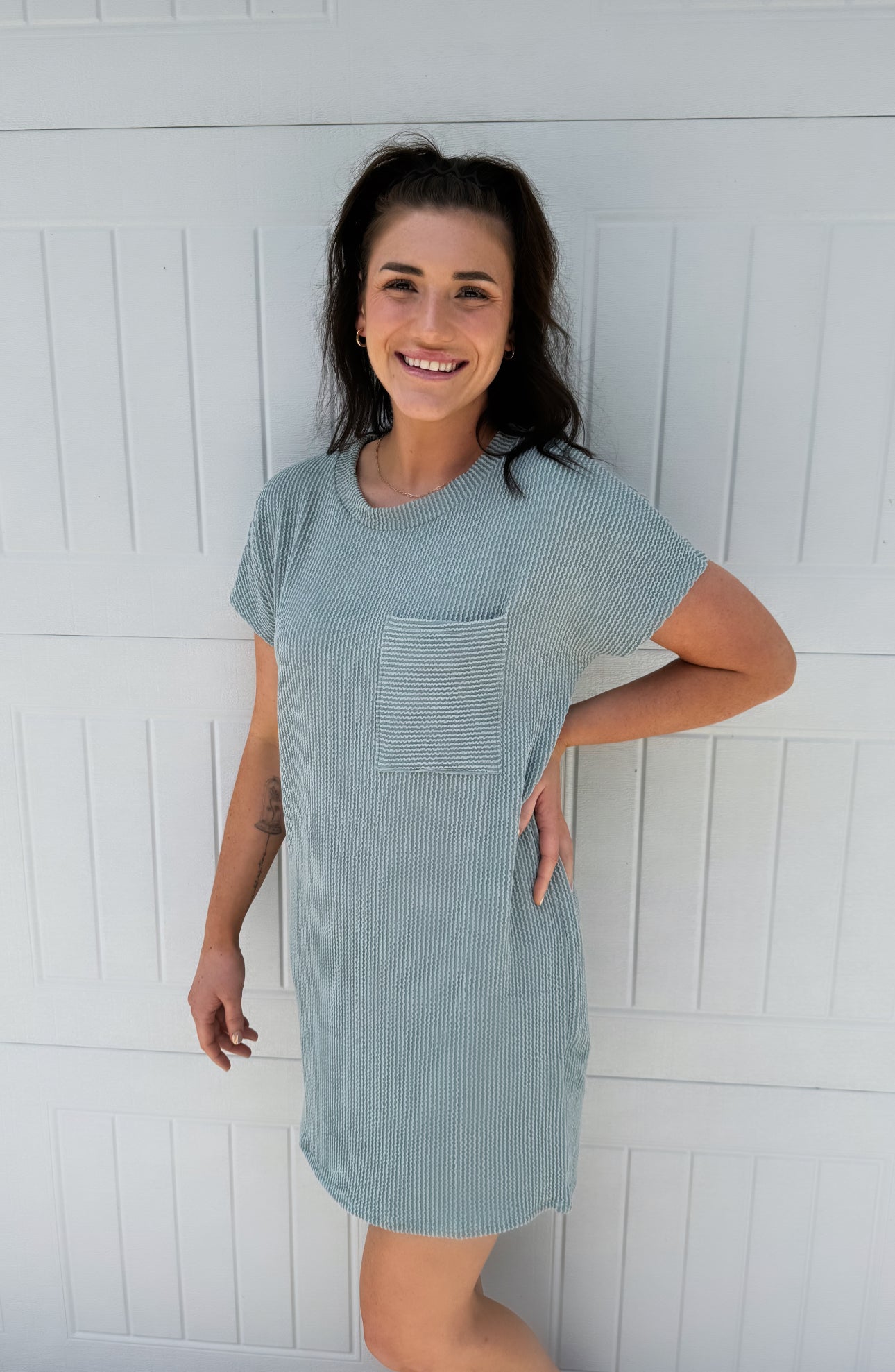 Sage Ribbed Dress