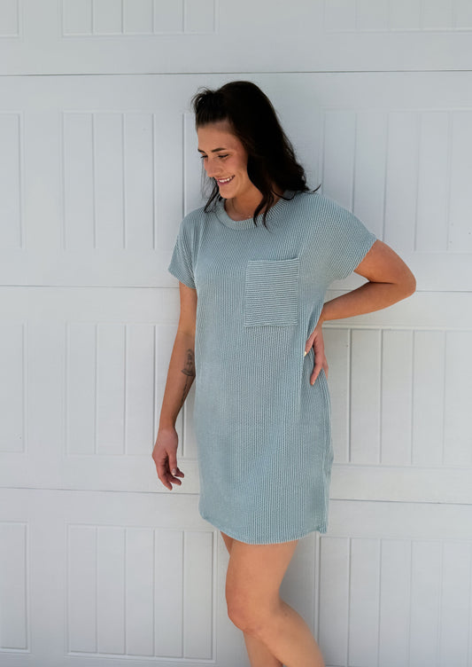 Sage Ribbed Dress