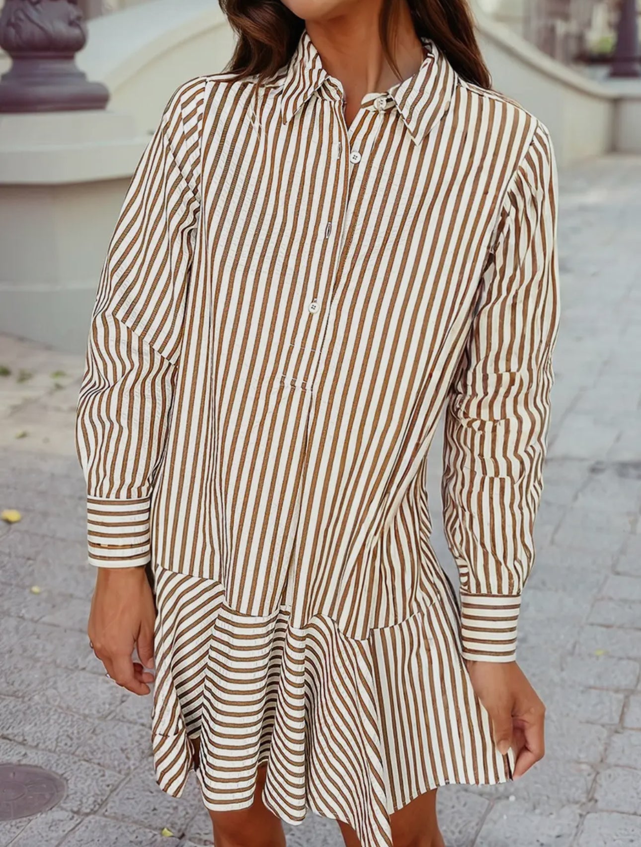 Fall With Me Mocha Stripe Dress