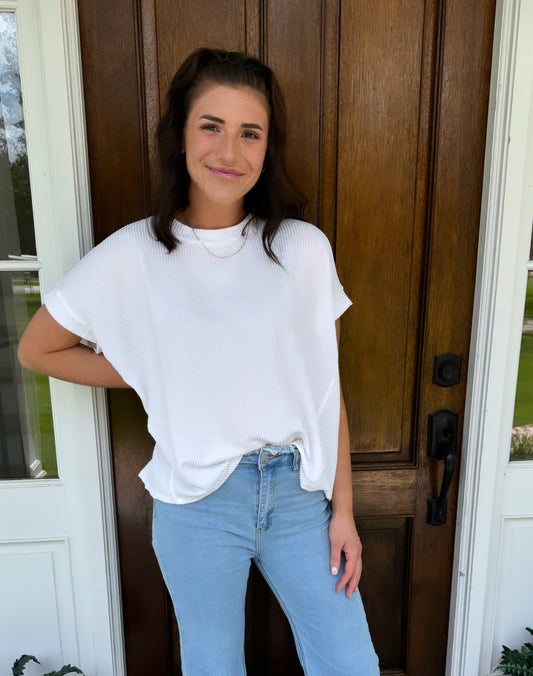 White Ribbed Top