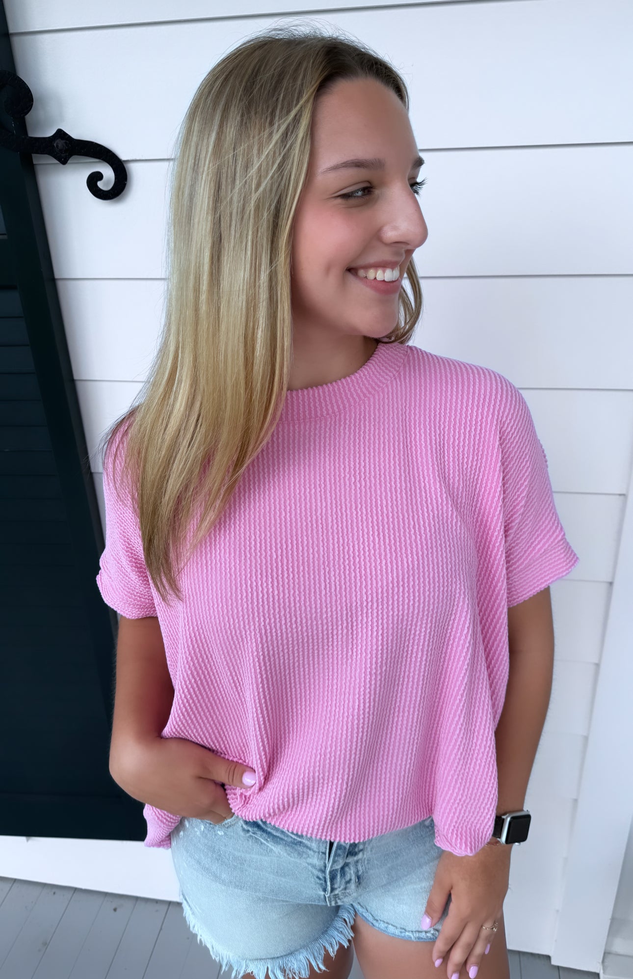 Basic Ribbed Top- Pink