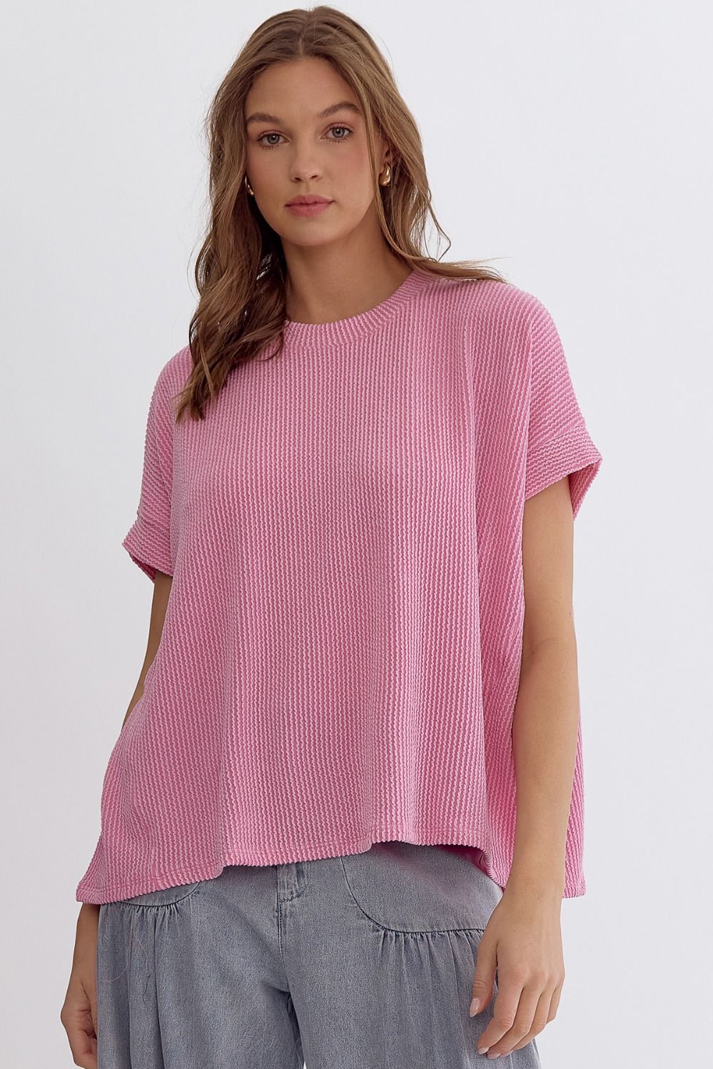 Basic Ribbed Top- Pink