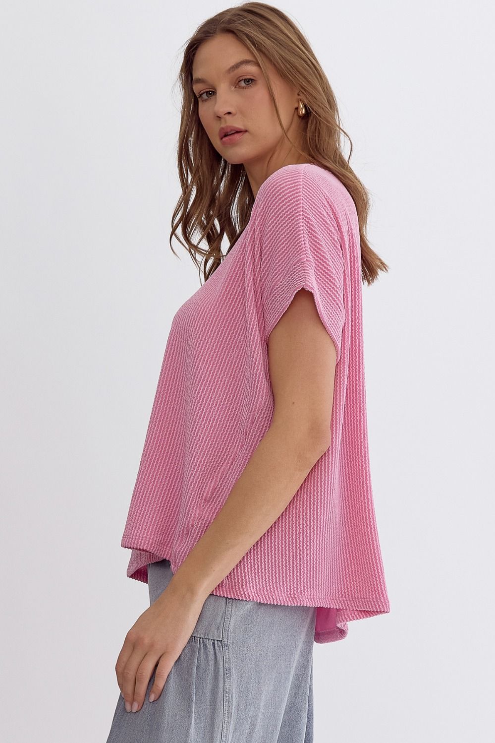 Basic Ribbed Top- Pink