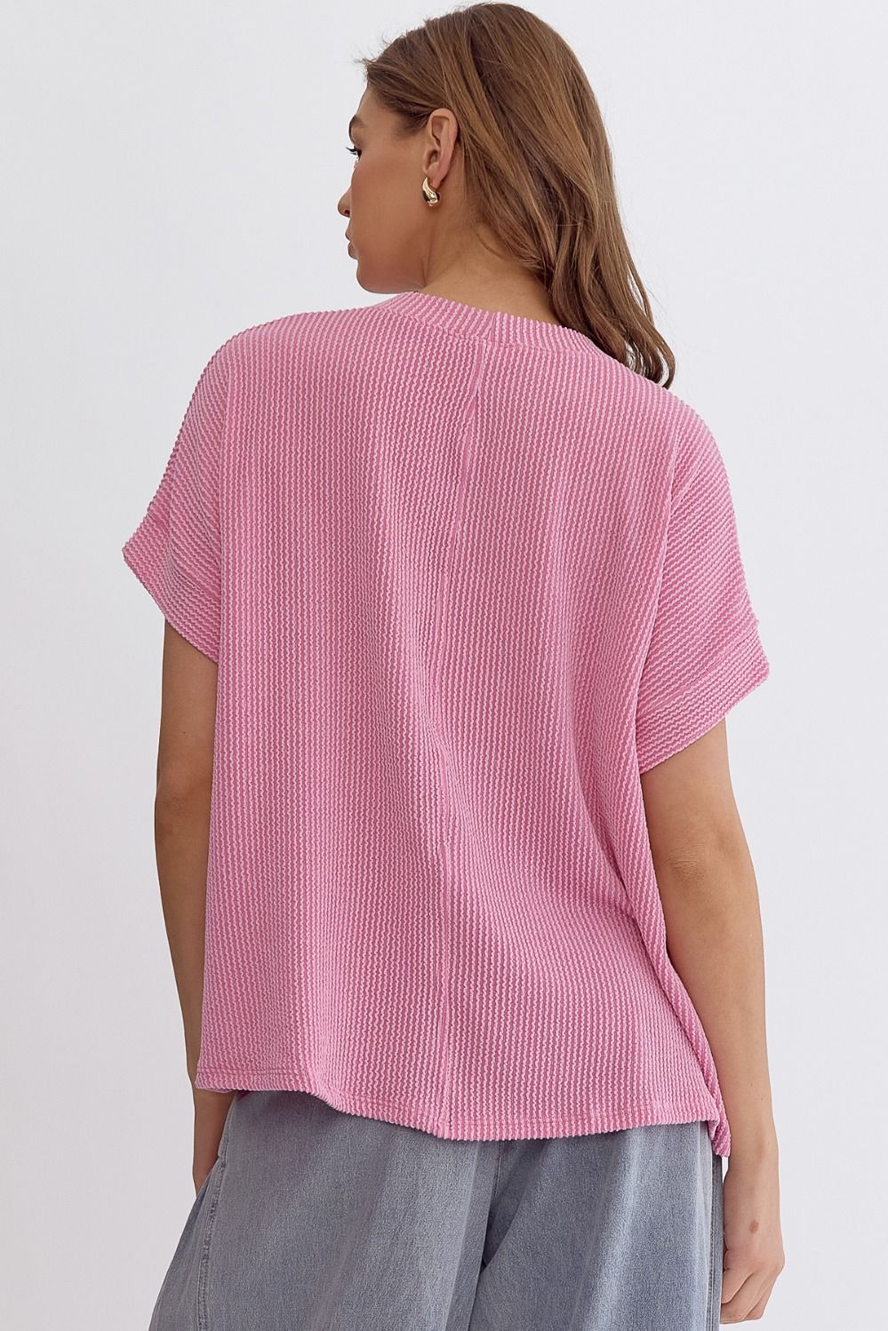 Basic Ribbed Top- Pink