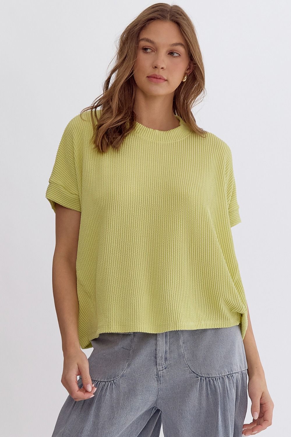 Basic Ribbed Top Lime