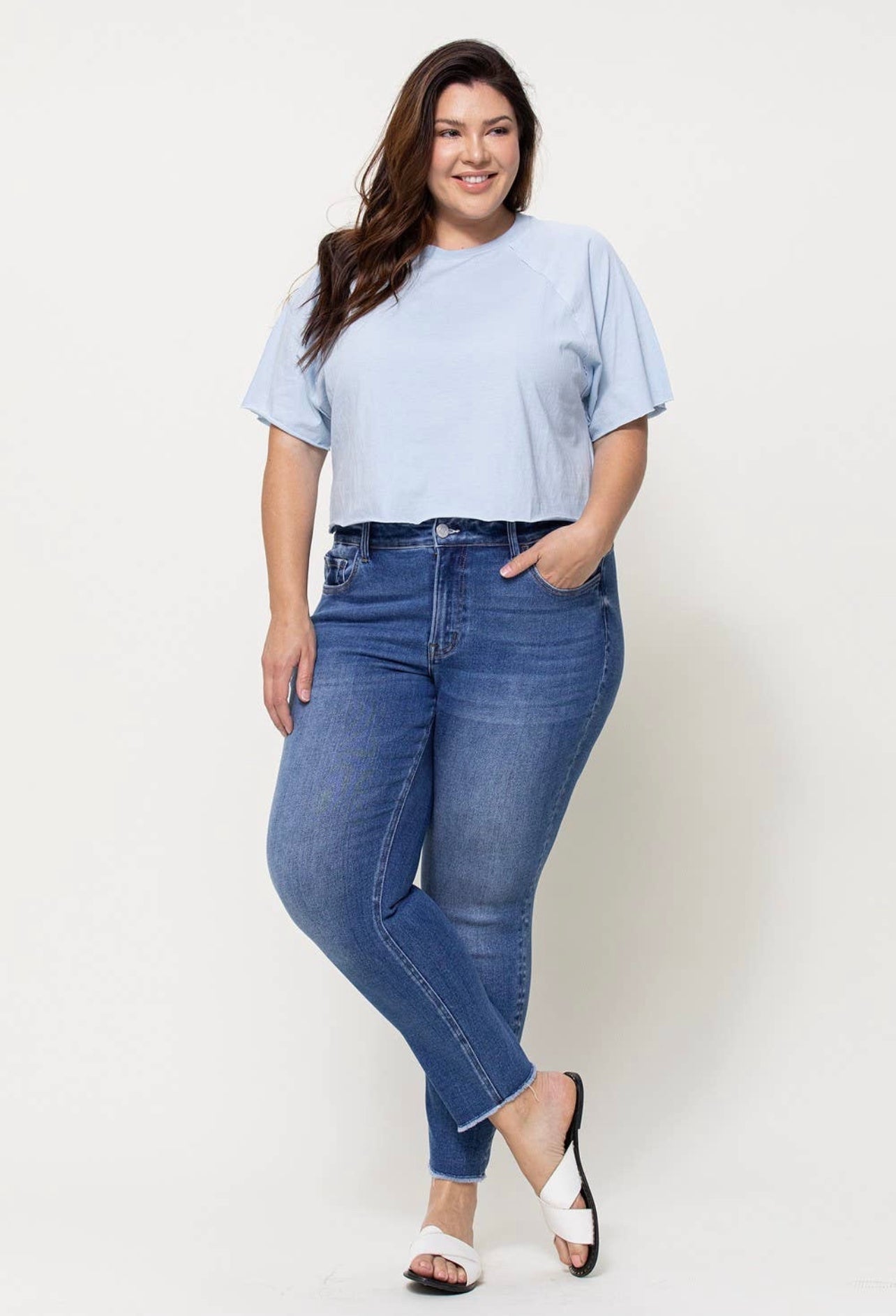 Raw Hem Curvy Jeans